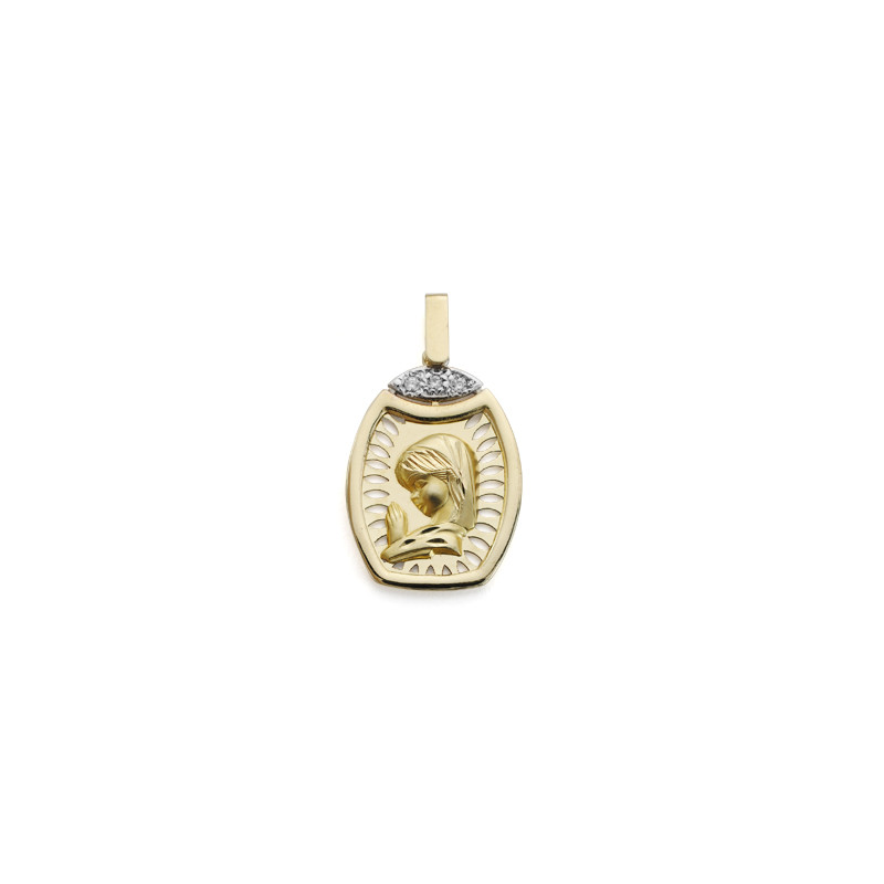 9K MEDALLA ORO AMARILLO VIRGEN NIÑA 24X16 MM