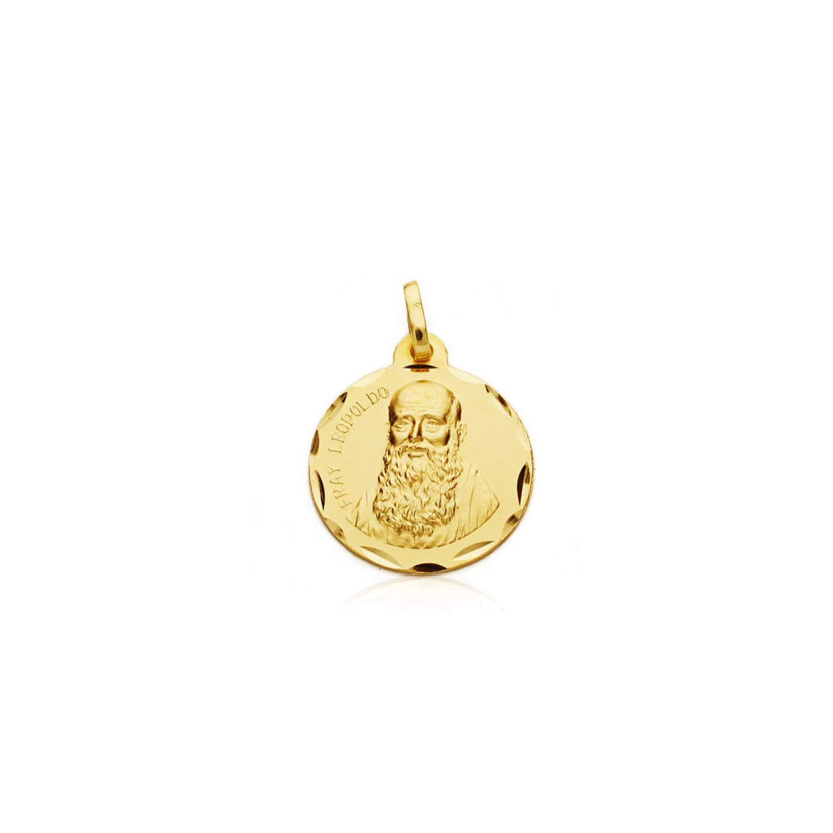 9K MEDALLA ORO AMARILLO FRAY LEOPOLDO 18 MM TALLADA