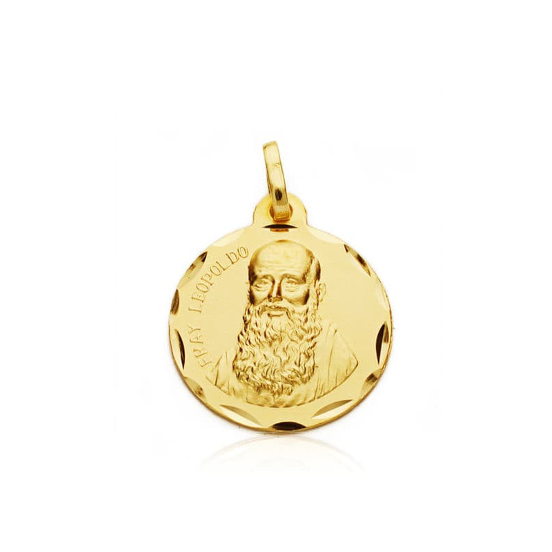 9K MEDALLA ORO AMARILLO FRAY LEOPOLDO 22 MM