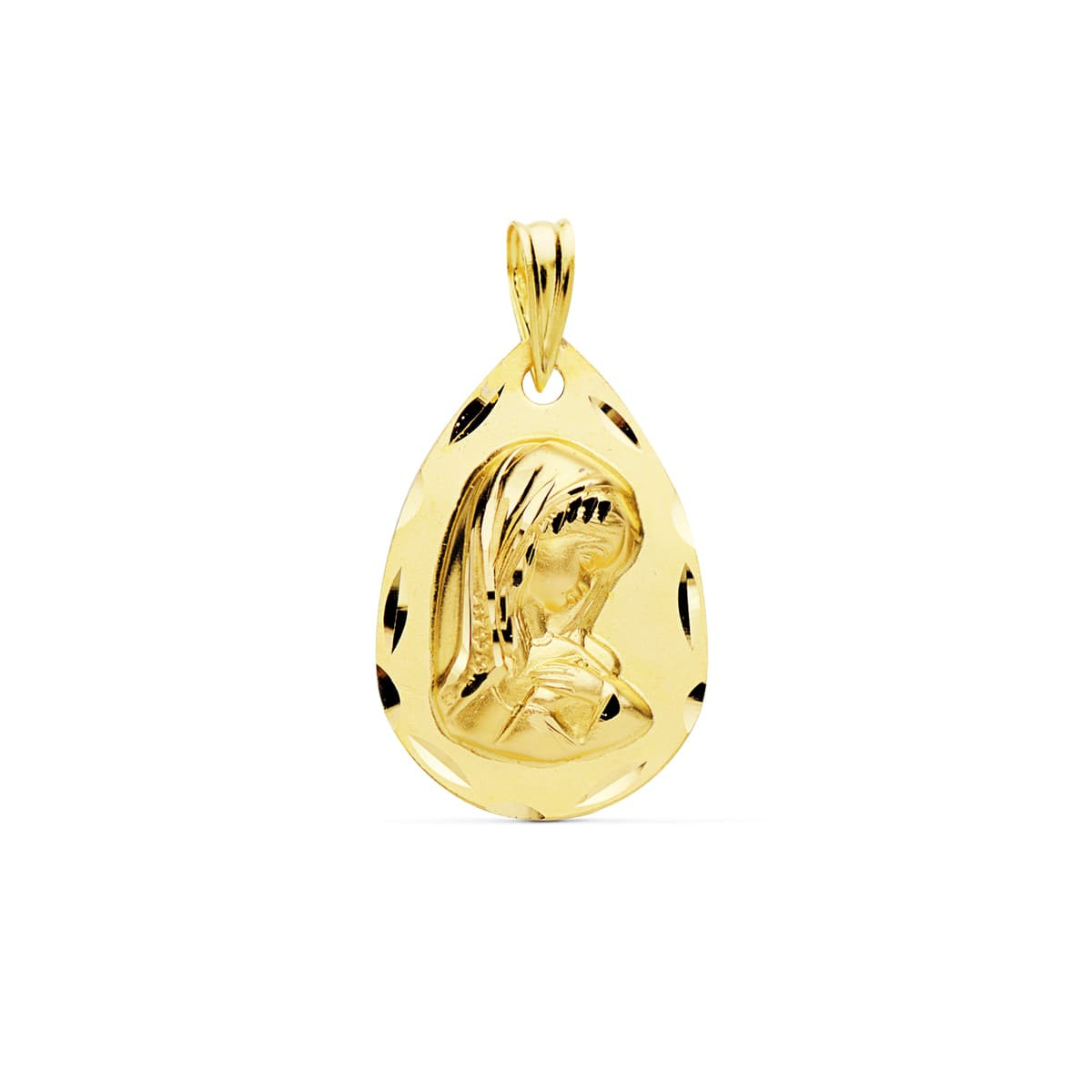 9K MEDALLA ORO AMARILLO VIRGEN NIÑA 21X14 MM