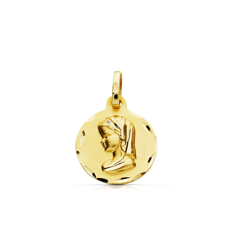 9K MEDALLA ORO AMARILLO VIRGEN NIÑA 18 MM