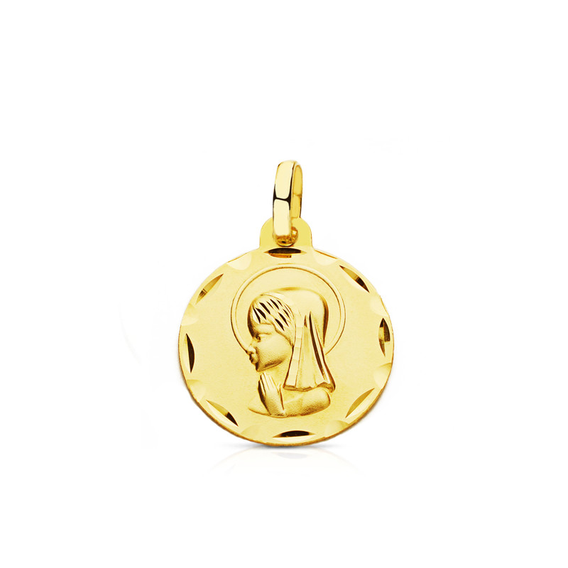 9K MEDALLA ORO AMARILLO VIRGEN NIÑA 18 MM