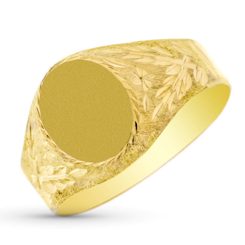 9K SELLO ORO AMARILLO CADETE OVAL LATERAL TALLADO. ZONA GRABADO: 12 X 9,5 MM