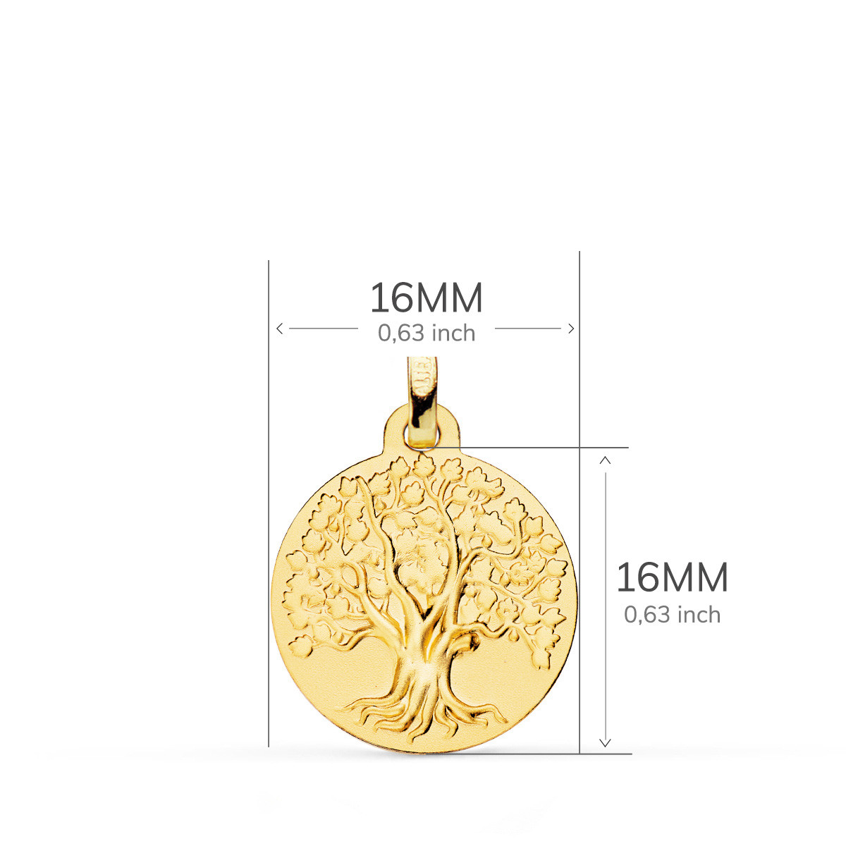 9K MEDALLA ORO AMARILLO ARBOL DE LA VIDA 16 MM 1.80GRS