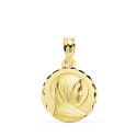 9K MEDALLA ORO AMARILLO MARIA FRANCESA PERFIL TALLADA. 14 MM