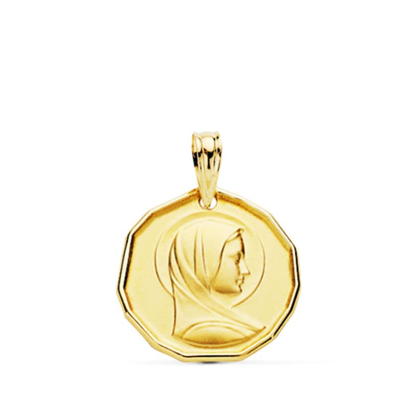 9K MEDALLA ORO AMARILLO MARIA FRANCESA 18 MM