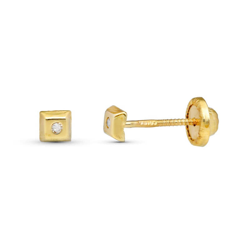 9K PENDIENTES ORO AMARILLO DIAMANTES 0.02K TUERCA SI-H