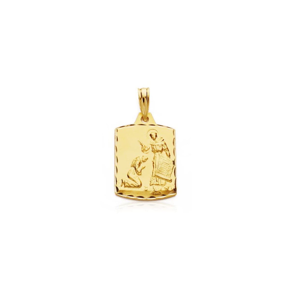 9K MEDALLA ORO AMARILLO BENDICION DE SAN FRANCISCO 21X13 MM TALLADO