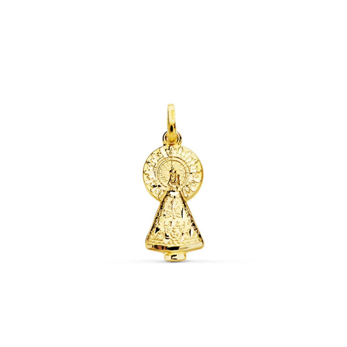 9K MEDALLA ORO AMARILLO VIRGEN DEL PILAR SILUETA 25X11 MM