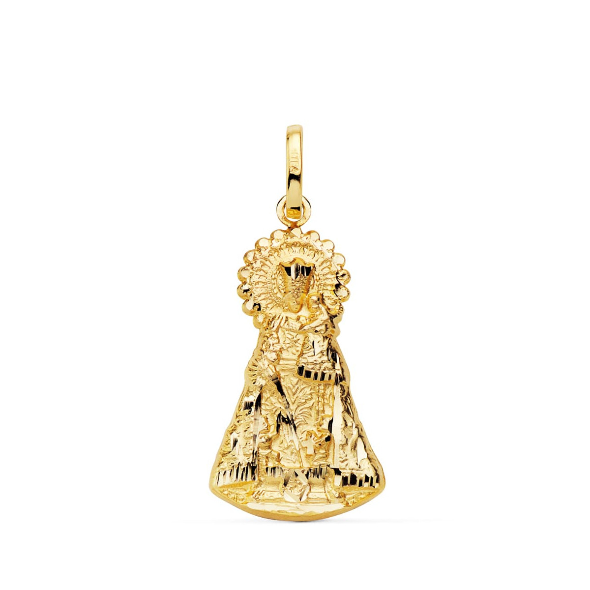 9K MEDALLA ORO AMARILLO SILUETA VIRGEN DE LOS DESAMPARADOS 26X15 MM