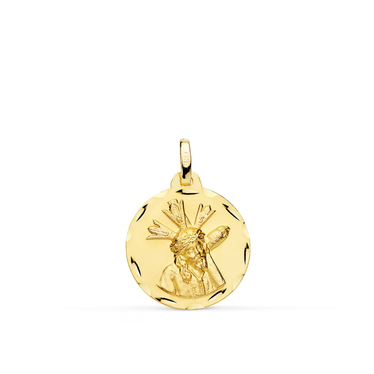 9K MEDALLA ORO AMARILLO CRISTO DEL GRAN PODER TALLADA 18 MM