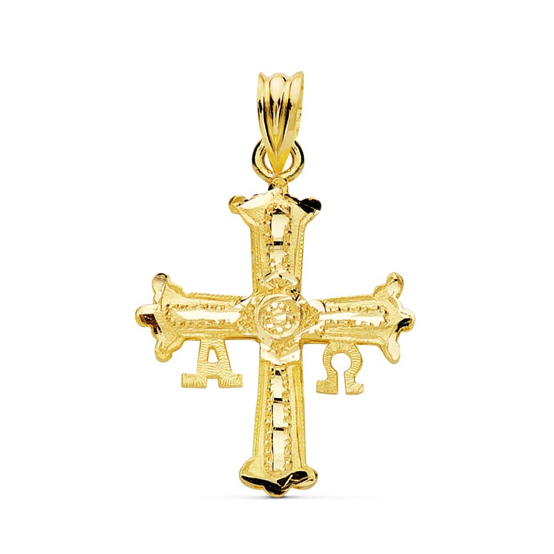 9K CRUZ DE COVADONGA O VICTORIA ORO AMARILLO 27X24 MM