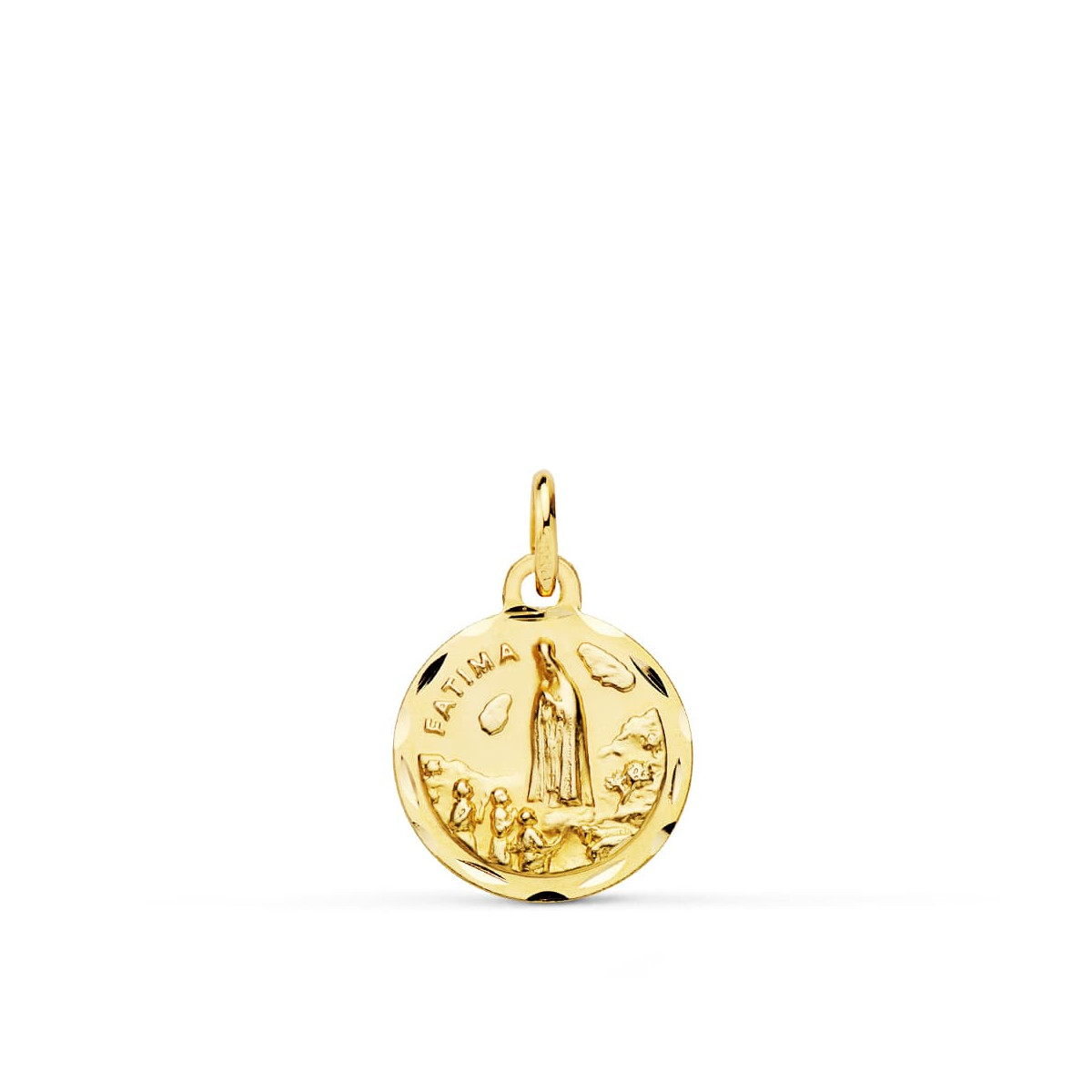9K MEDALLA ORO AMARILLO VIRGEN DE FATIMA TALLADA. 14 MM