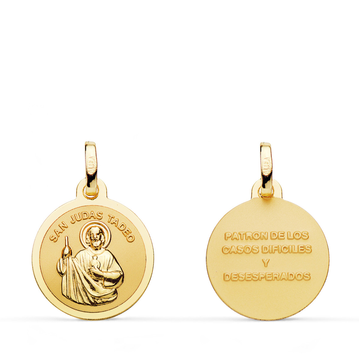 9K MEDALLA ORO AMARILLO SAN JUDAS TADEO MATE Y BRILLO. MEDIDA: 16 MM