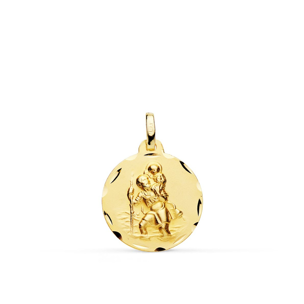 9K MEDALLA ORO AMARILLO SAN CRISTOBAL 18 MM