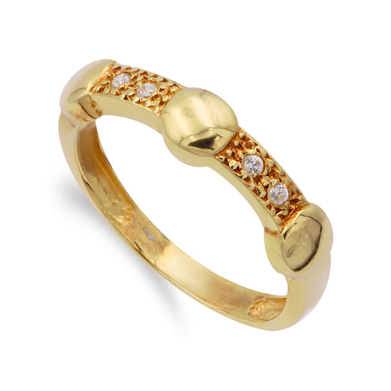 18K SORTIJA ORO AMARILLO BOTONES REDONDOS CON CIRCONITAS. ANCHO: 5 MM
