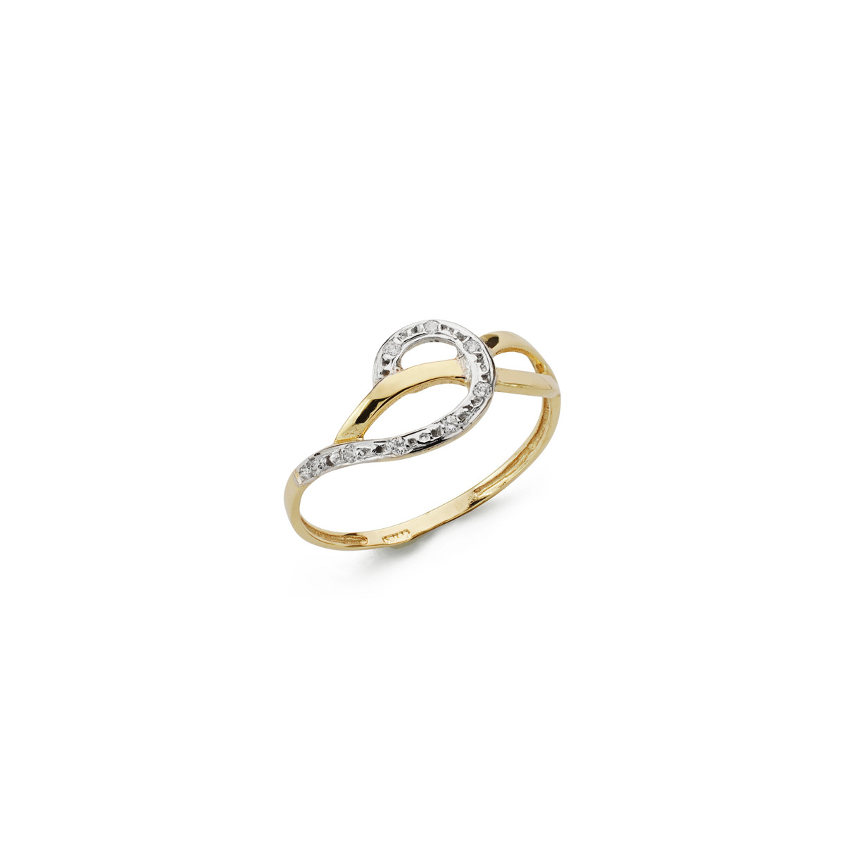 18K SORTIJA ORO BICOLOR OLA CON CIRCONITAS. ANCHO: 8,5 MM