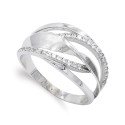 18K SORTIJA ORO BLANCO CALADA CON CIRCONITAS. ANCHO: 12 MM 18K SORTIJA ORO BLANCO CALADA CON CIRCONITAS. ANCHO: 12 MM