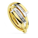 18K SORTIJA ORO BICOLOR BANDAS CON CIRCONITA BAGUETTE. ANCHO: 10 MM 18K SORTIJA ORO BICOLOR BANDAS CON CIRCONITA BAGUETTE. ANCHO: 10 MM