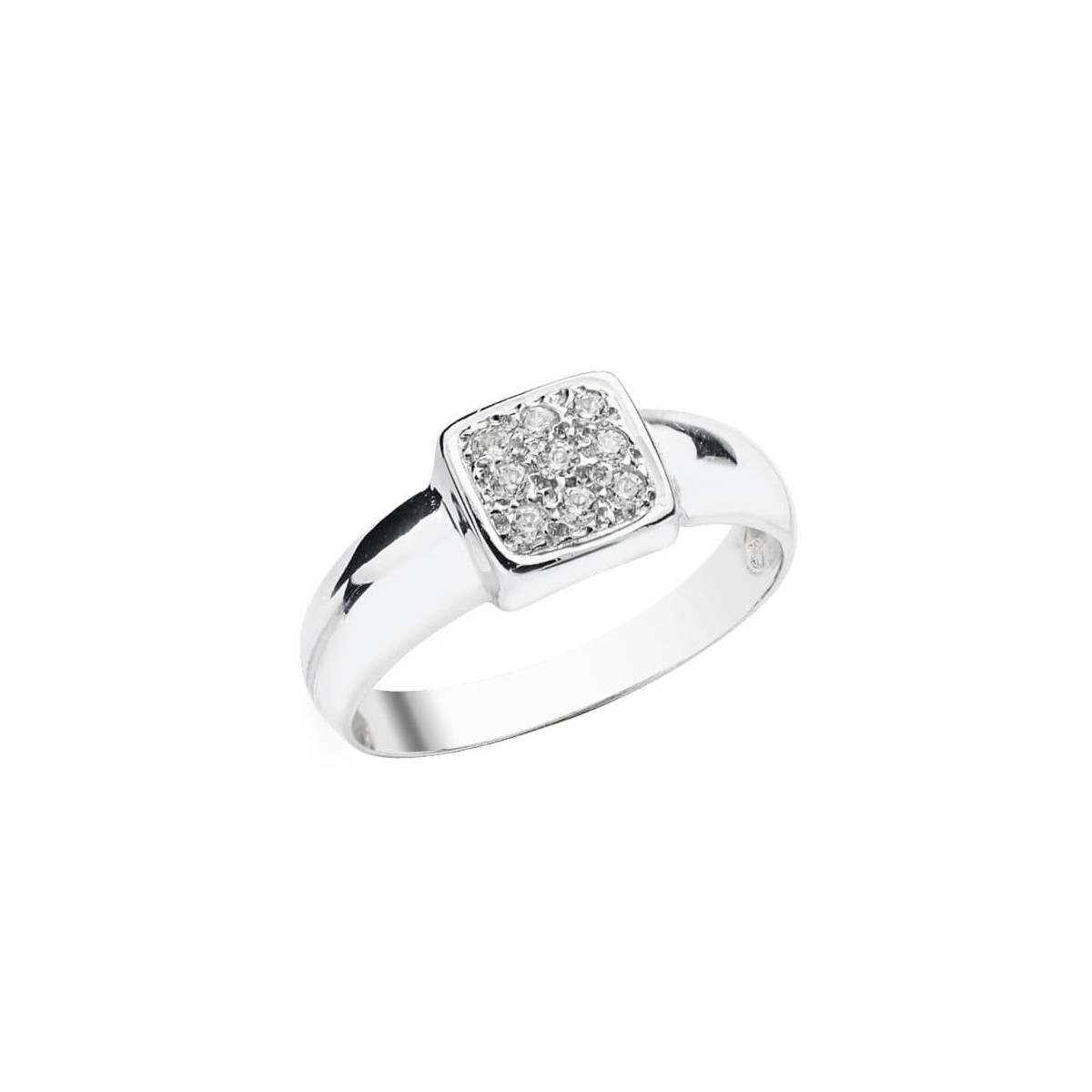 18K SORTIJA ORO BLANCO MACIZA CON CIRCONITA 7 MM