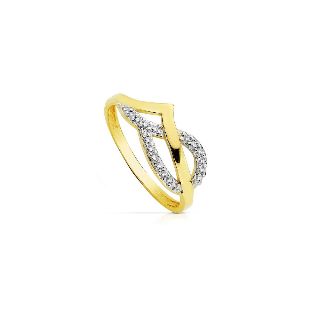 18K SORTIJA ORO BICOLOR CIRCONITA  ANCHO: 8 MM