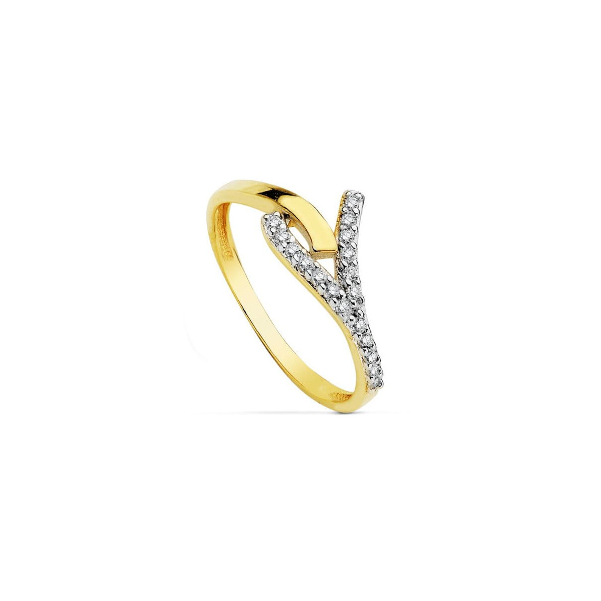 18K SORTIJA BICOLOR CIRCONITA CUERPO 1.5 MM