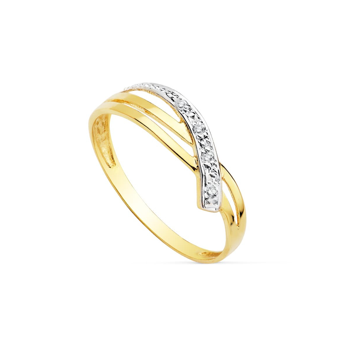 18K SORTIJA ORO BICOLOR CON CIRCONITA  ANCHO: 5,5 MM