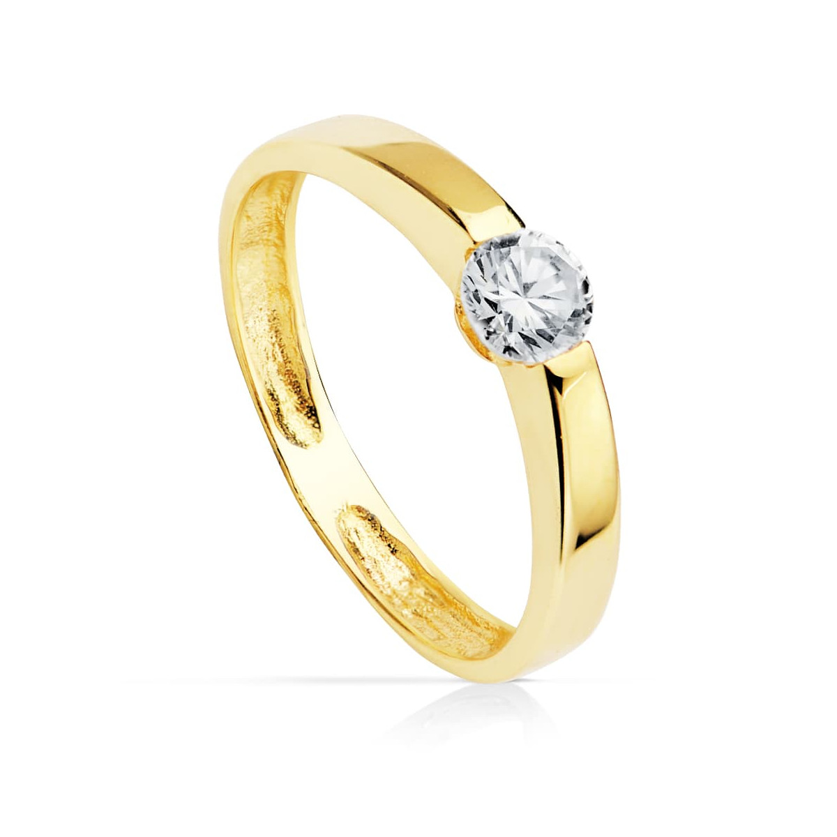 18K SOLITARIO ORO AMARILLO CIRCONITA 4 MM