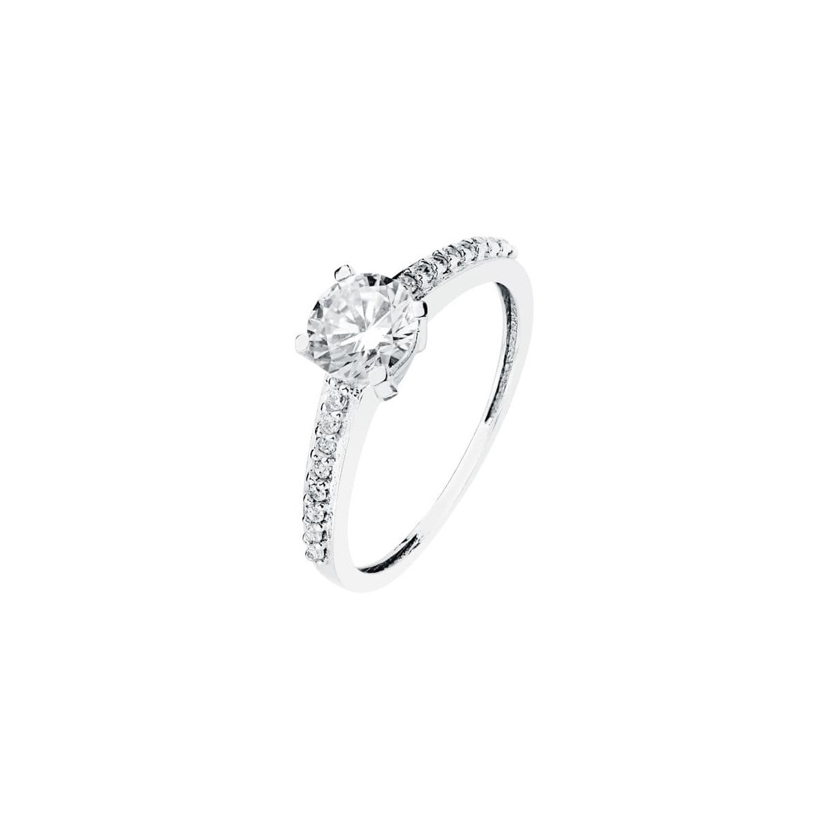 18K SOLITARIO ORO BLANCO CIRCONITA 6 MM