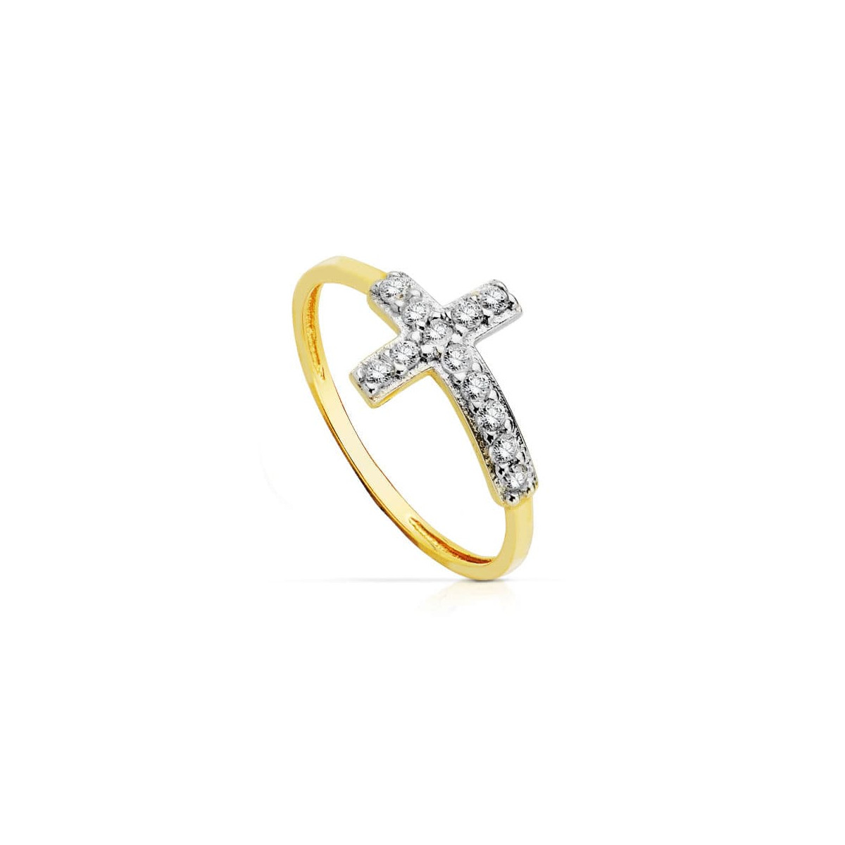 18K SORTIJA ORO BICOLOR CRUZ
