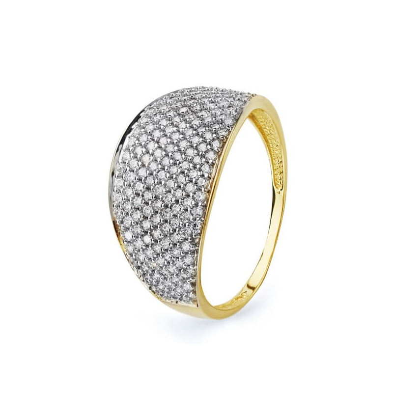 18K SORTIJA ORO BICOLOR CON CIRCONITAS. ANCHO: 12 MM