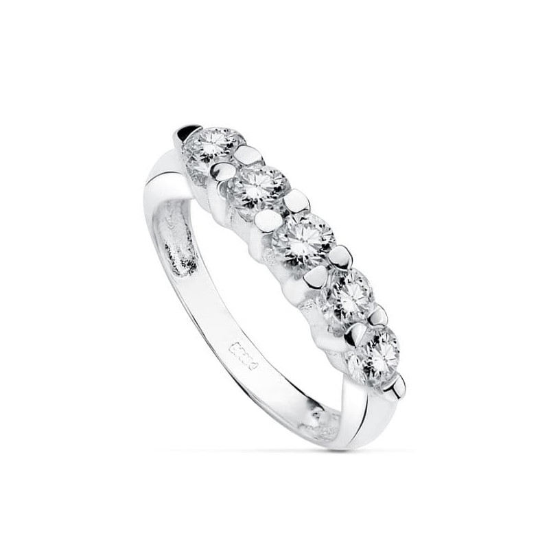 18K SORTIJA QUINTILLO ORO BLANCO CIRCONITA 4 MM
