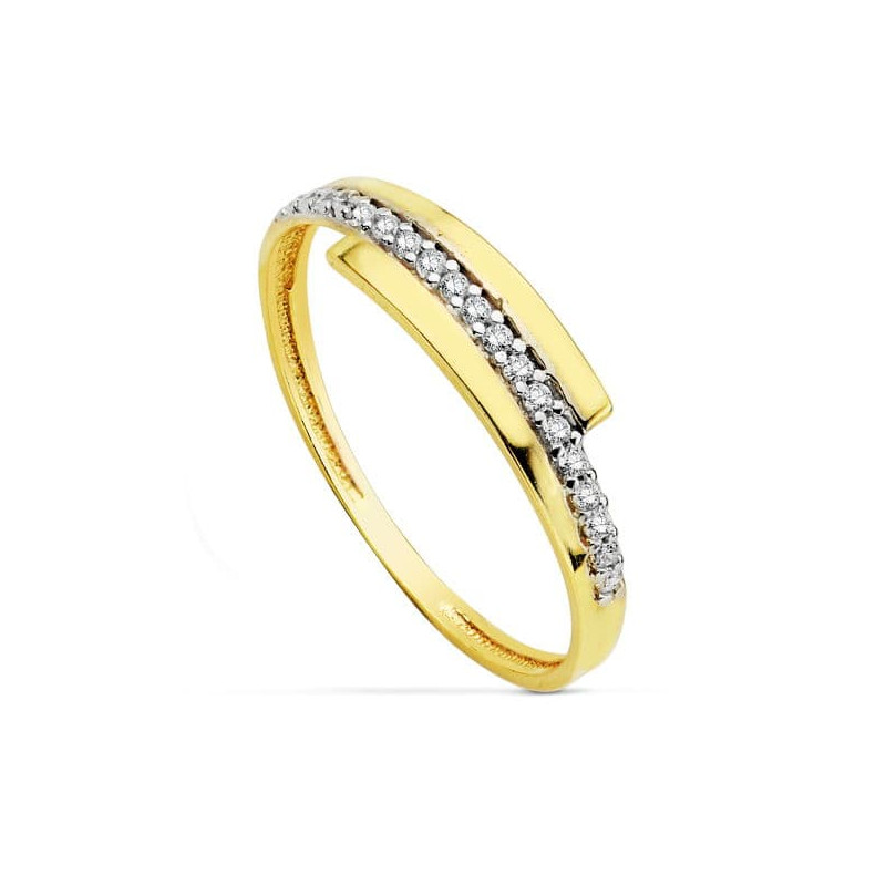 18K SORTIJA ORO BICOLOR CON CIRCONITAS. ANCHO: 4 MM