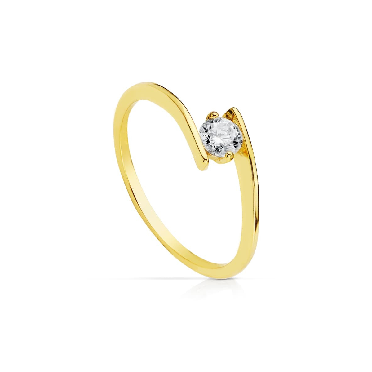 18K SOLITARIO ORO AMARILLO CUERPO CRUZADO CIRCONITA DE 4 MM
