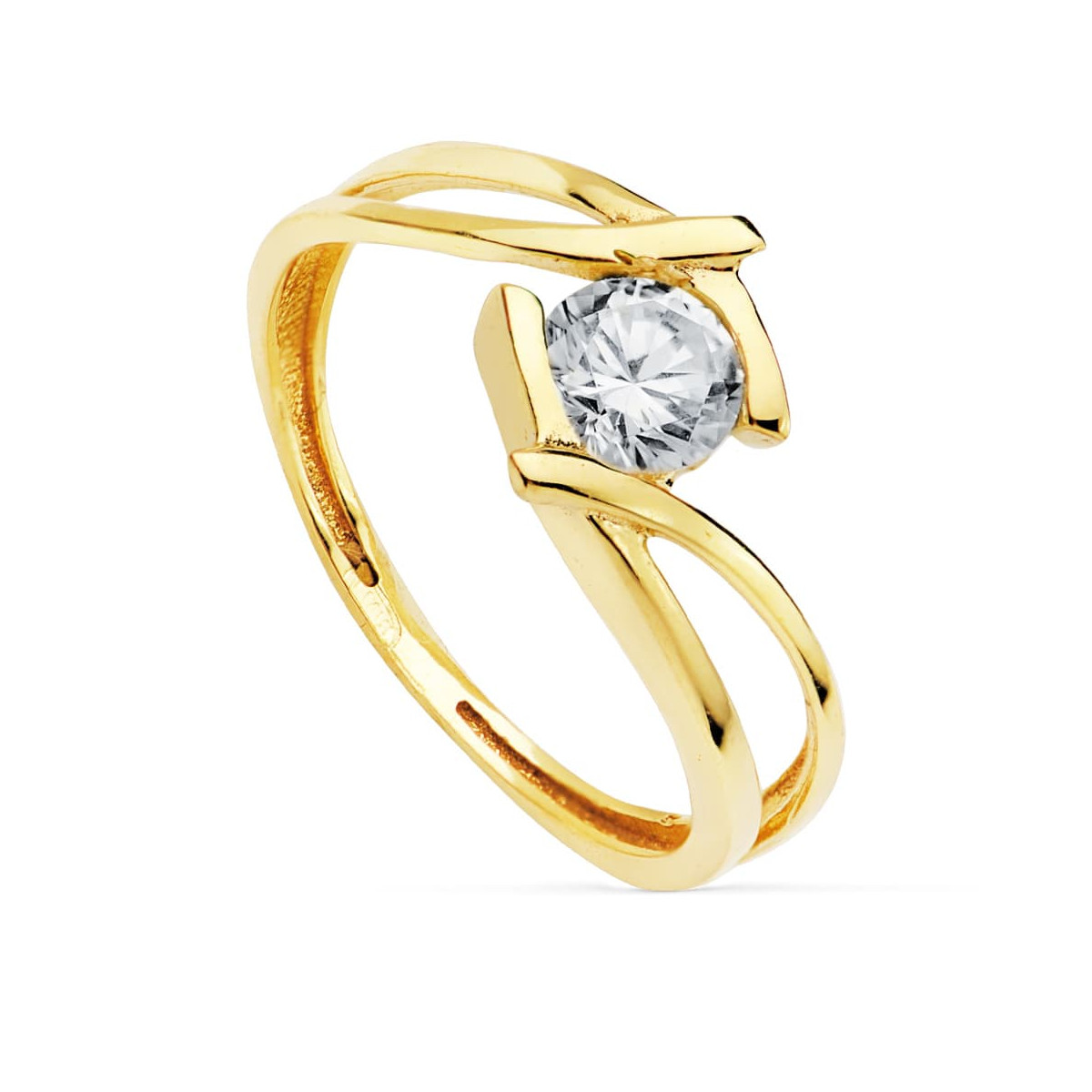 18K SOLITARIO ORO AMARILLO CIRCONITA 5 MM