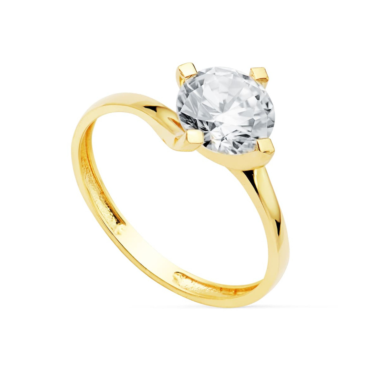 18K SOLITARIO ORO AMARILLO 4 GARRAS CON CIRCONITA DE 7 MM