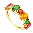 18K SORTIJA ORO AMARILLO CARRIL 6 MM SIETE GARRAS PIEDRAS DE COLORES 18K SORTIJA ORO AMARILLO CARRIL 6 MM SIETE GARRAS PIEDRAS DE COLORES