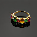 18K SORTIJA ORO AMARILLO CARRIL 6 MM SIETE GARRAS PIEDRAS DE COLORES 18K SORTIJA ORO AMARILLO CARRIL 6 MM SIETE GARRAS PIEDRAS DE COLORES
