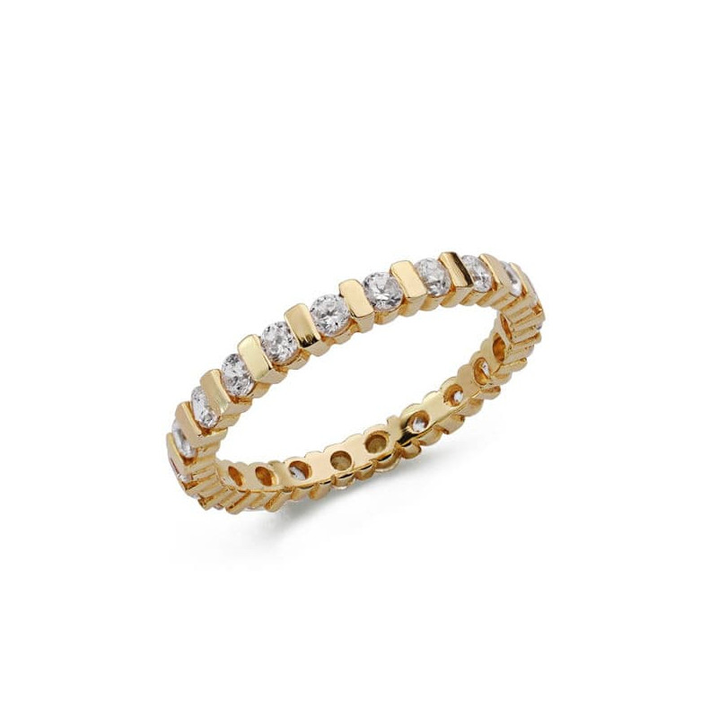 18K ALIANZA ORO AMARILLO CON CIRCONITA REDONDAS. ANCHO: 2 MM