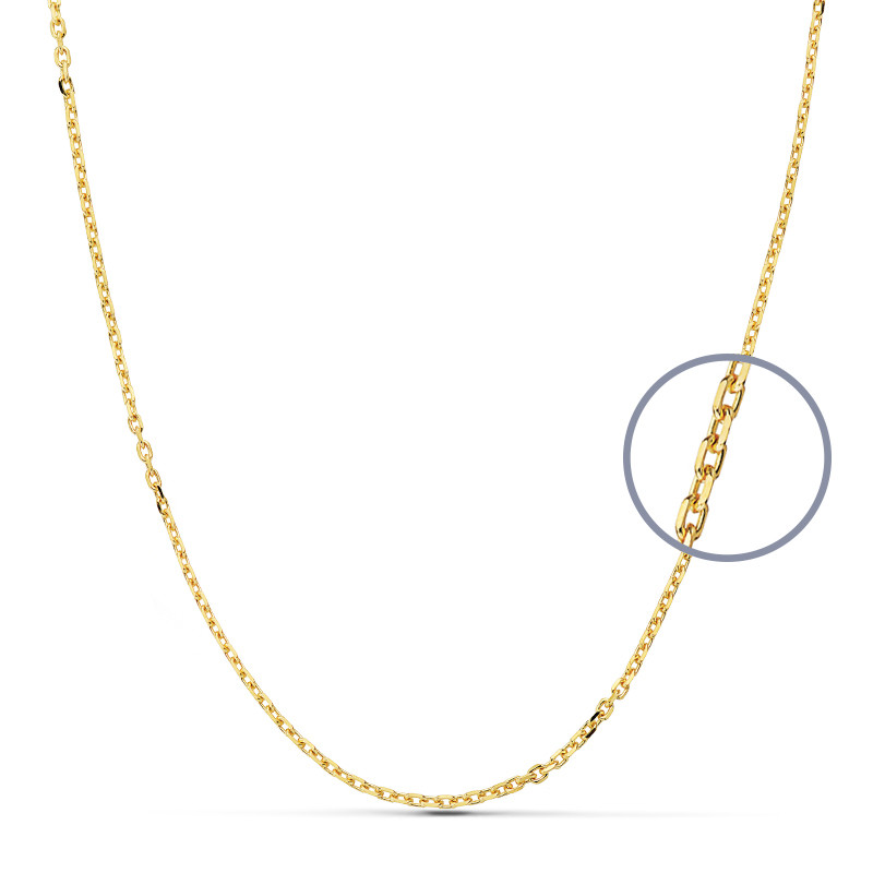 9K CADENA ORO AMARILLO FORZADA MACIZA. ANCHO: 1,5 MM. LARGO: 50 CM