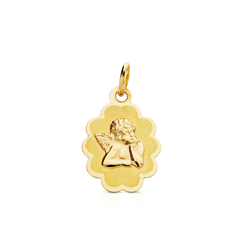9K MEDALLA ORO AMARILLO ANGEL BURLON 17X12 MM