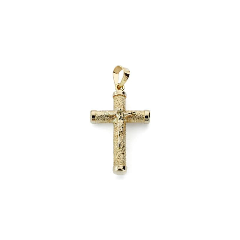9K CRUZ ORO AMARILLO CRISTO 21X14X3 MM