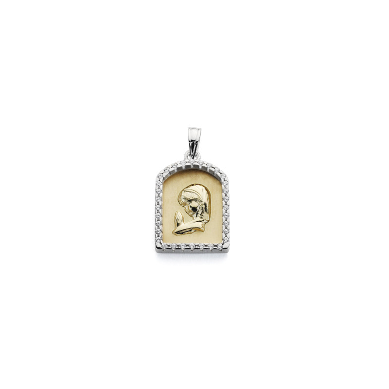 9K MEDALLA ORO AMARILLO VIRGEN NIÑA BICOLOR 21X14 MM