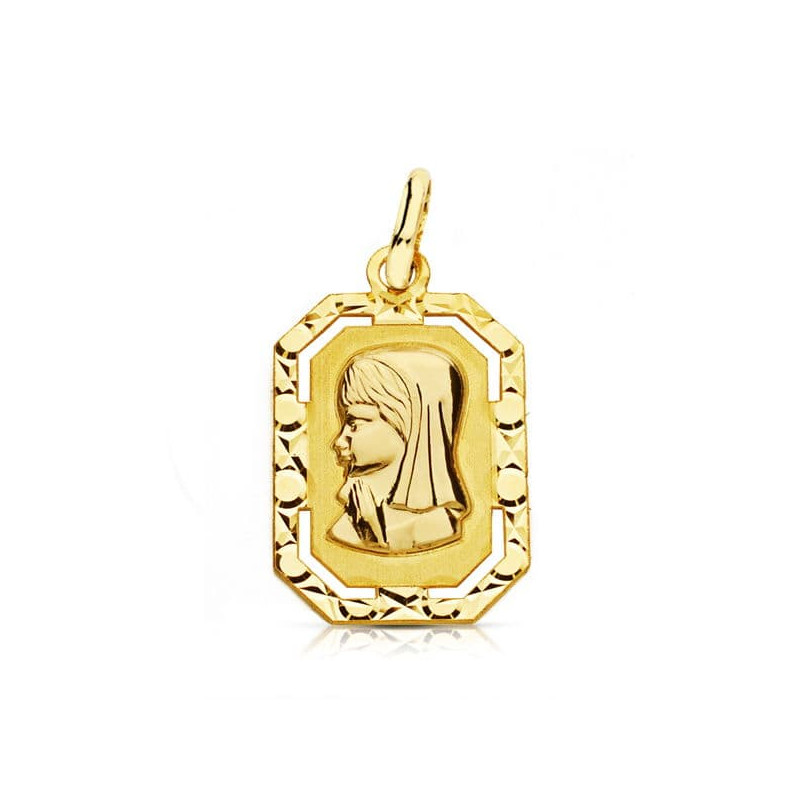 9K MEDALLA ORO AMARILLO VIRGEN NIÑA LIGERA 20X12 MM
