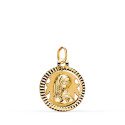 9K MEDALLA ORO AMARILLO VIRGEN NIÑA REDONDA TALLADA MATE Y BRILLO. MEDIDA: 16 MM