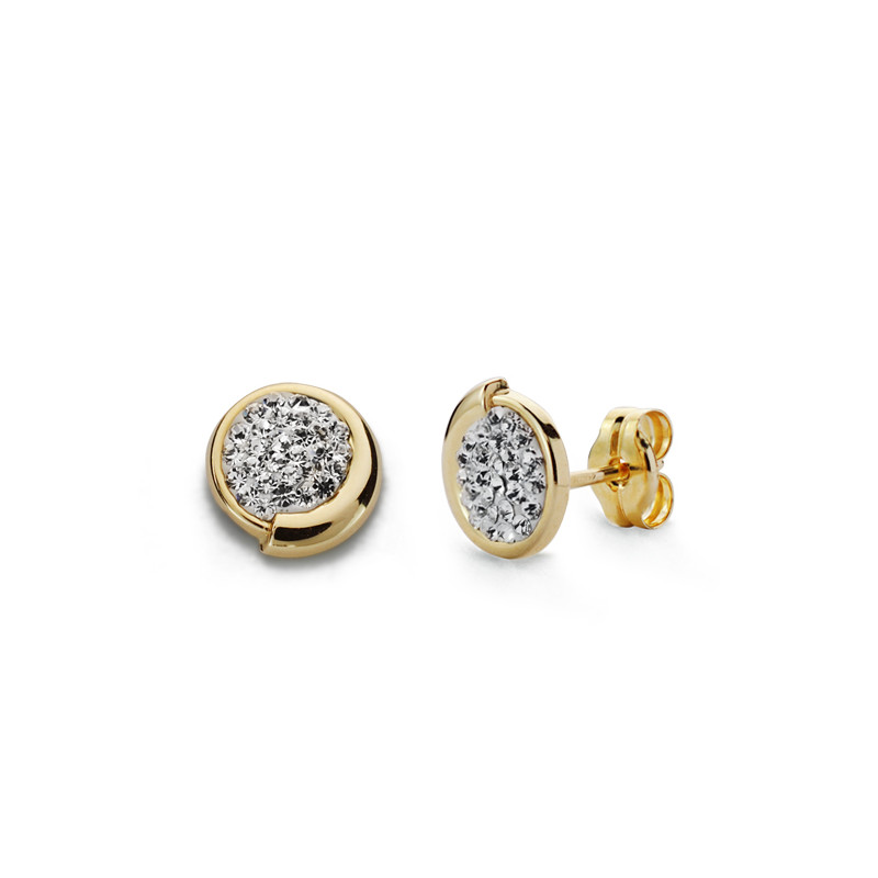 9K PENDIENTES ORO AMARILLO CIRCONITA 7 MM CIERRE PRESION