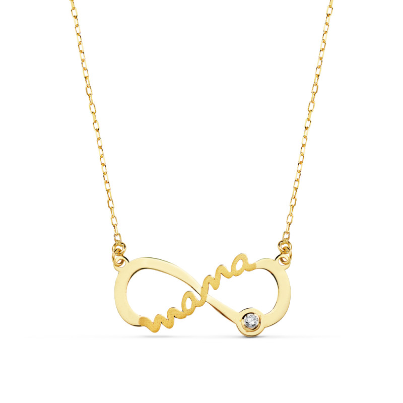 9K GARGANTILLA MAMA INFINITO ORO AMARILLO CIRCONITA 21X9 MM