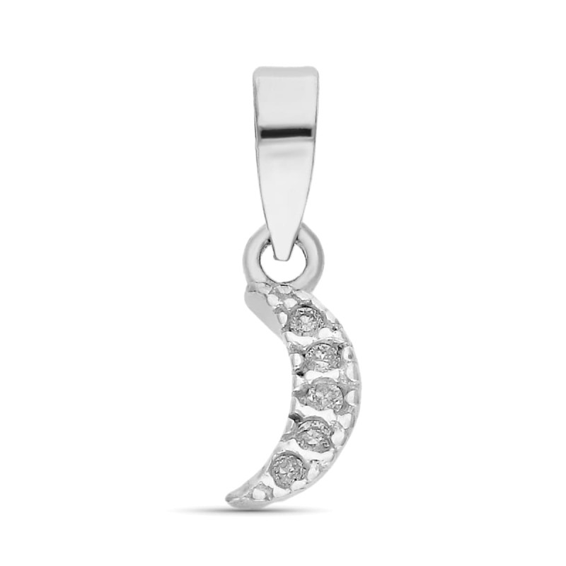 9K COLGANTE MINIMAL ORO BLANCO DIAMANTES LUNEA 0.025 CTS 8X4 MM