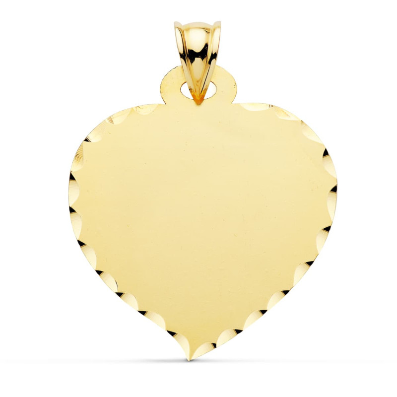 9K CHAPA CORAZON MATE TALLADA  1.90 GRS 26 X 23 MM
