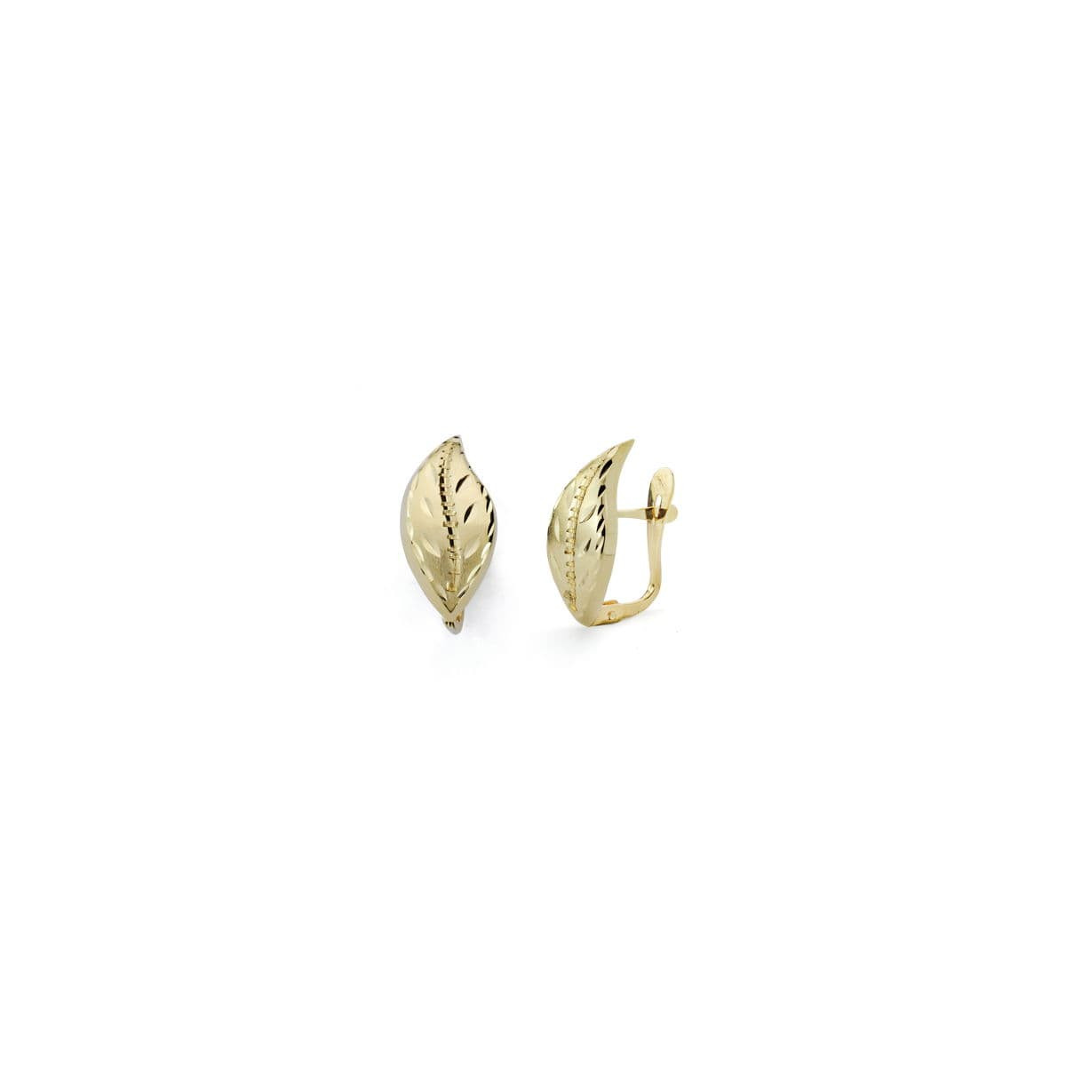 18K PENDIENTES HOJA LAPIDADOS ORO AMARILLO 18X8 MM CIERRE CATALAN